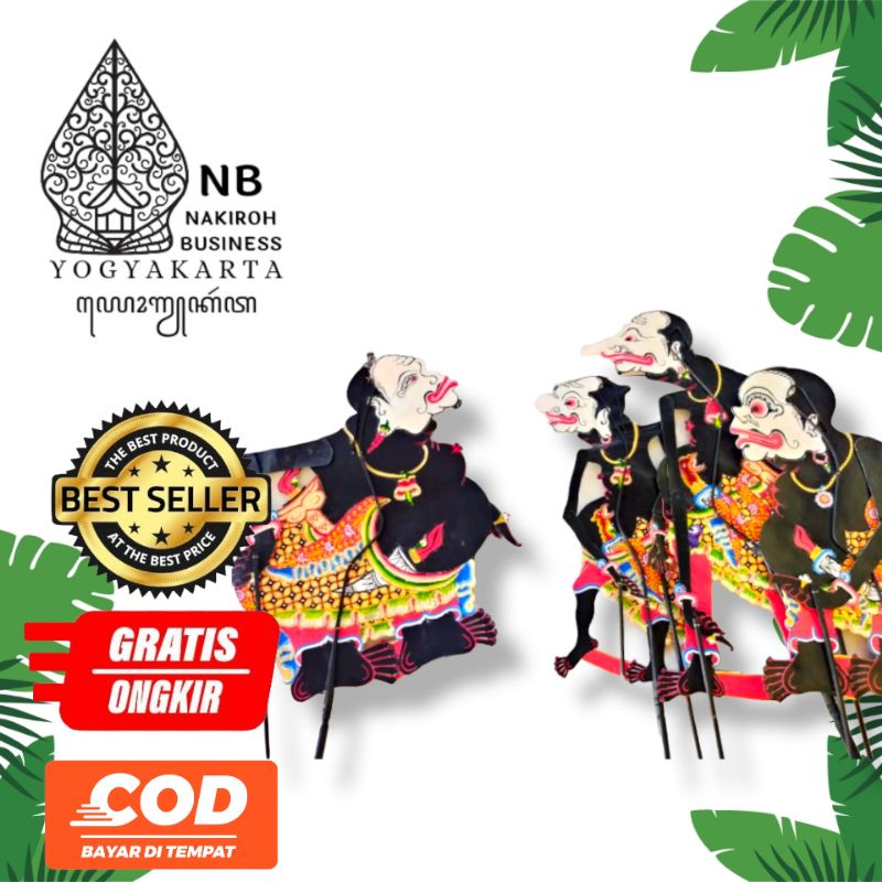 NAKIROHBUSINESS Wayang Kulit Sapi ASLI Punakawan 1Set Alusan Ukuran Standar Dalang