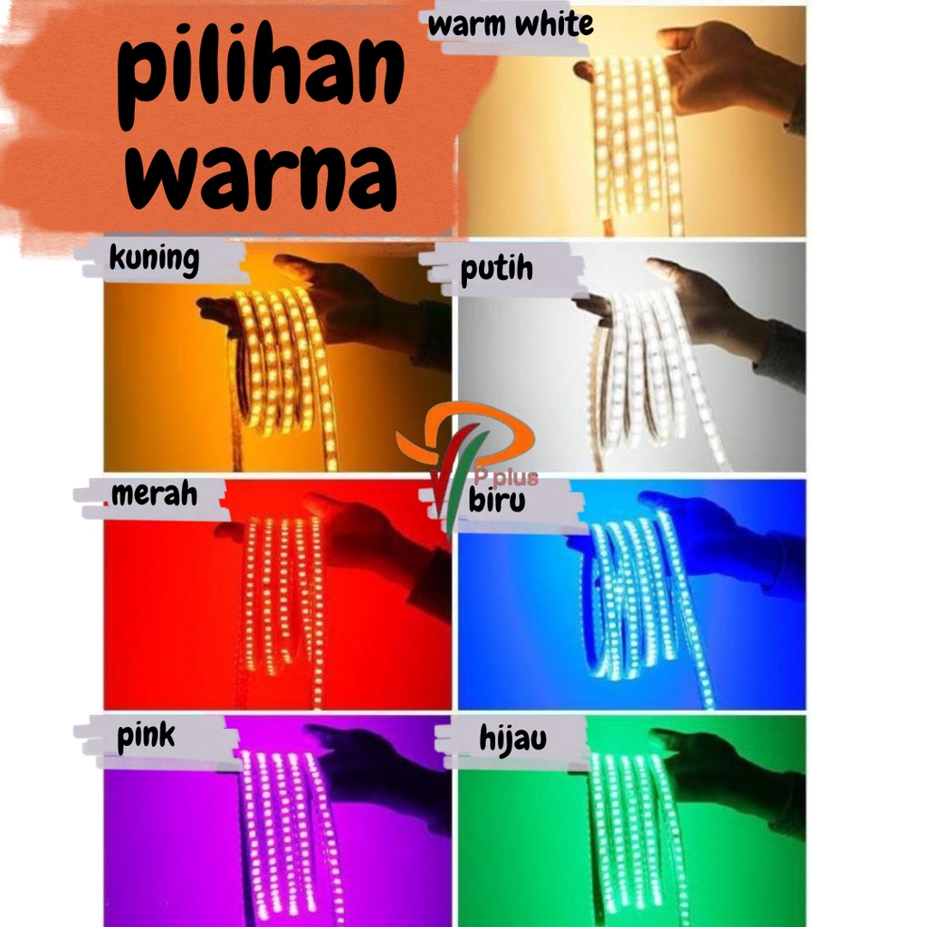 [ Pplus ] Lampu Led Strip Ac 220v Lampu Warna Warni Selang Meteran