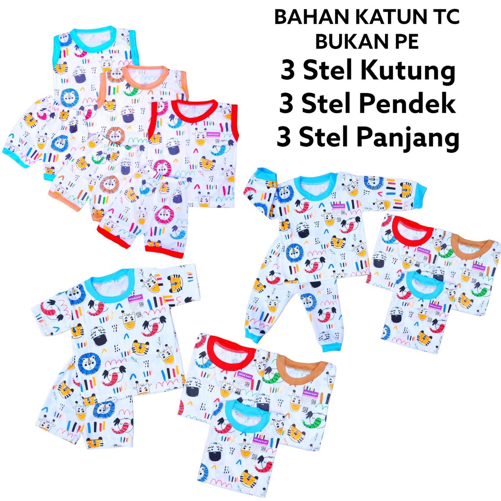 Set ISI 18Pcs Paket Baju Bayi 3-12 Bulan Motif