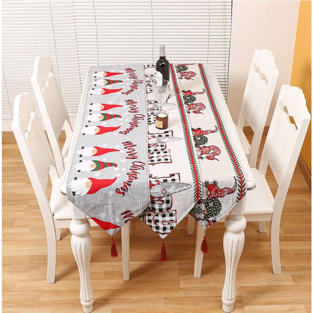 Christmas Table Runner Taplak Meja Panjang Nuansa Dekorasi Natal MODEL PANJANG 36 x 180 cm