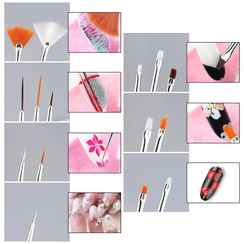 15pcs Kuas Nail Art Menicure Pedicure Set Painting Brush Kuas Lukis Penghias Kuku Drawing Profesional Multifungsi UV Gel