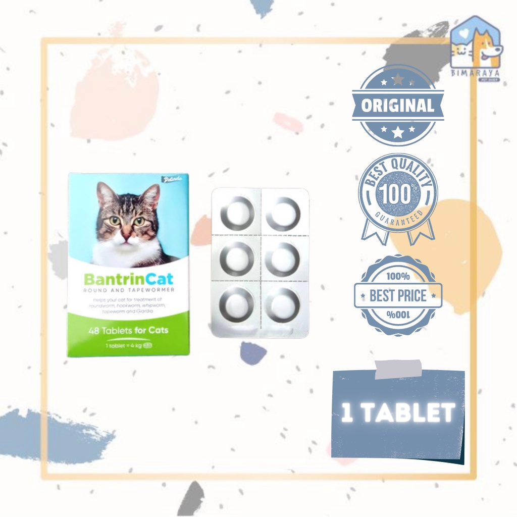 BANTRIN CAT 1 TABLET // OBAT CACING KUCING (PER TABLET)