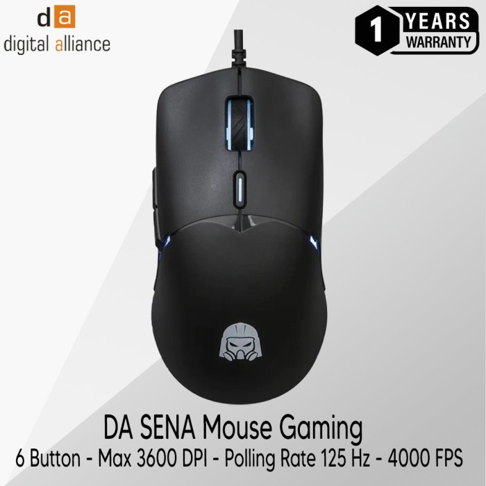 Mouse Gaming Digital Alliance Mouse SENA Ergonomic Design Black