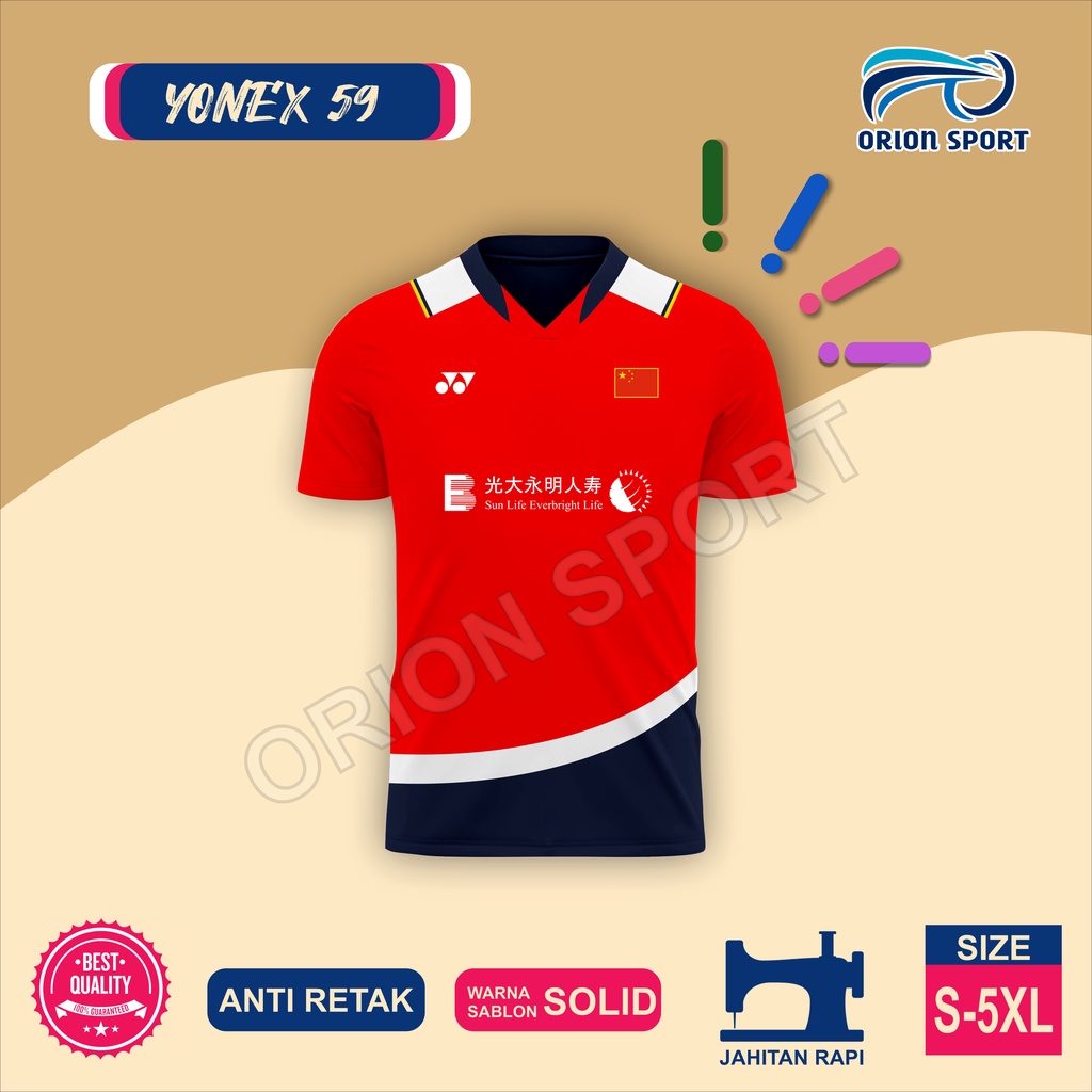 Jersey Badminton Yonex Timnas China 2022 Full Print