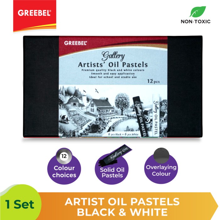 Artis Oil Pastel Greebel Gallery Artists Black &amp; White 12pcs - Premium