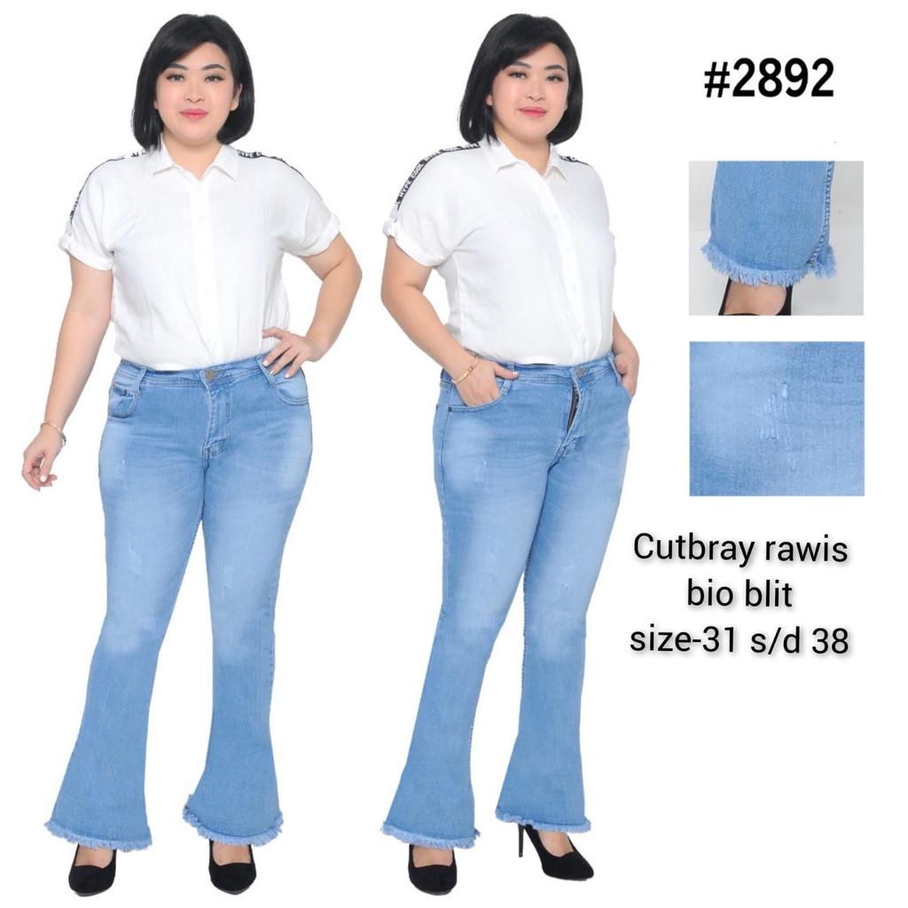 Celana Panjang Jeans Wanita Cutbray Rawis 31-34 35-38 Bisa Bayar Ditempat(COD)