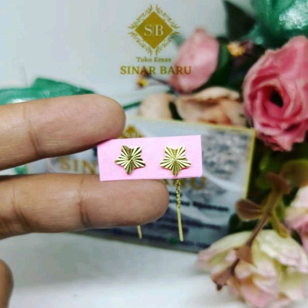 Anting/Suweng Rantai Dewasa Motif Bintang Emas Asli 7K (0,55gr)