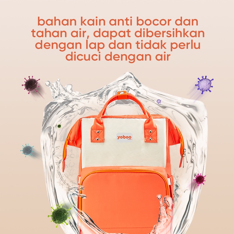 [Baby Friendly] YB-0005 Yoboo Diaper Bag Tas Ransel Perlengkapan Bayi Multifungsi Waterproof Bahan Tebal