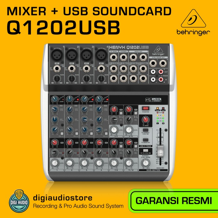 Audio Mixer 12 Channel Behringer Xenyx Q1202 + Usb Soundcard Recording #Original