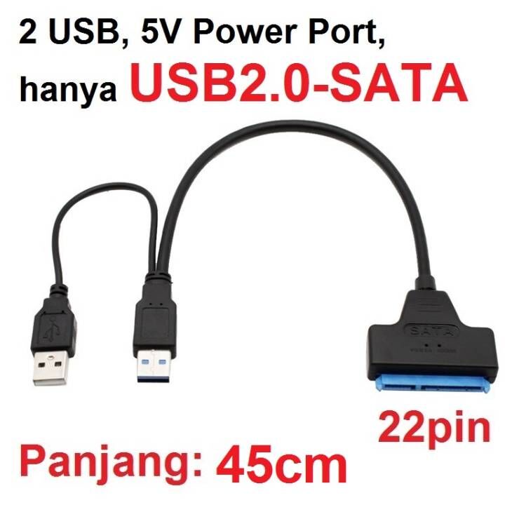 Adapter Converter Hard Disk SATA to USB3.0/2.0 untuk HDD 2.5Inch SSD Converter USB to SATA(22pin)