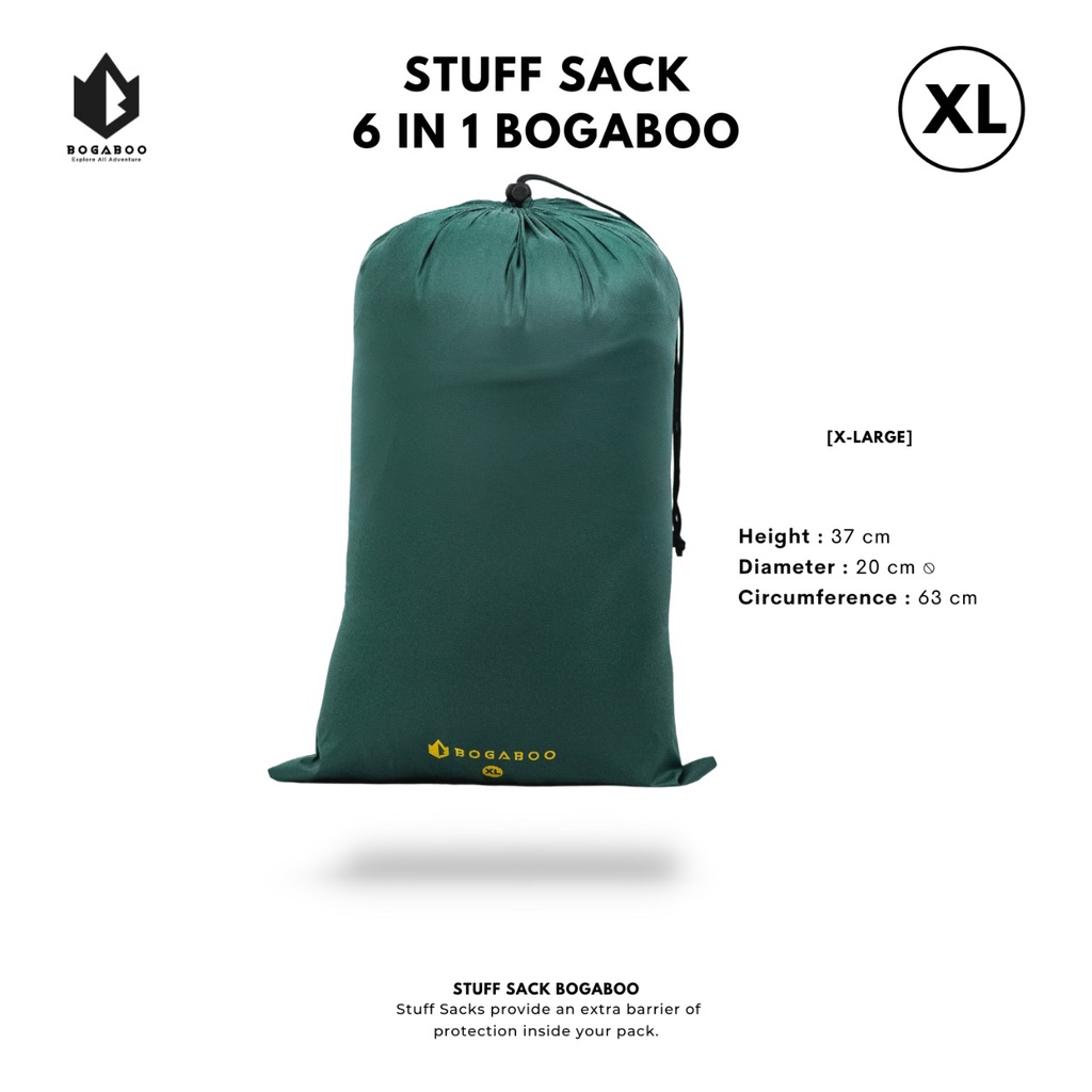 Tas serut stuff sack bogaboo 6 in 1 waterproof bogaboo - kantong 6 in 1 - Tempat sleeping bag bogaboo - kantong flysheet - kantong matras