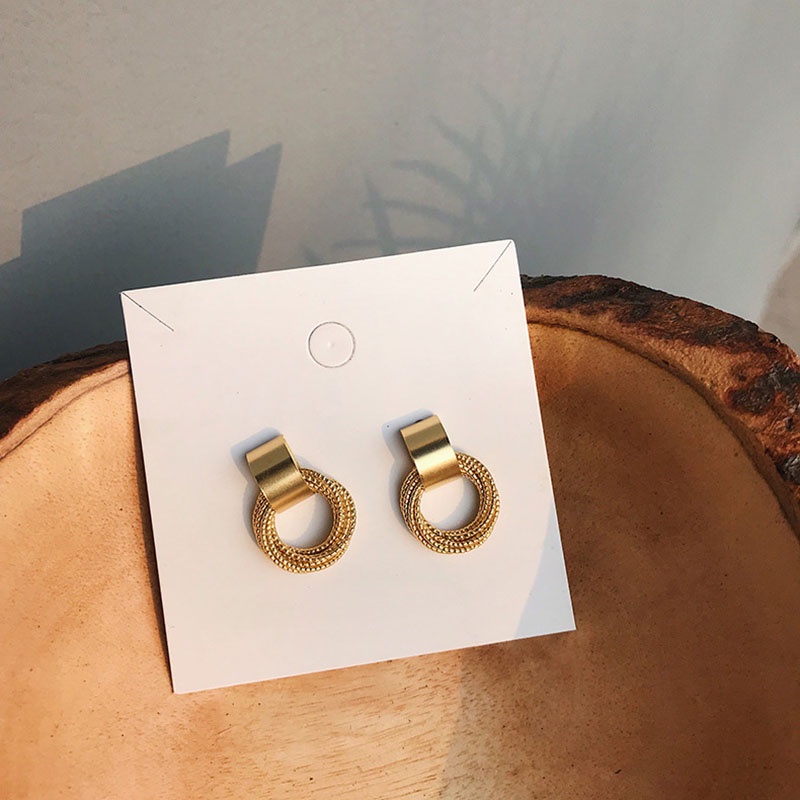 Anting Tusuk Gantung Bahan Metal Desain Geometri Gaya Jepangkoreasimpleunikelegan Untuk Wanita