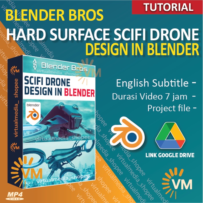 Jual TUTORIAL 3D HARD SURFACE SCIFI DRONE DESIGN IN BLENDER BROS