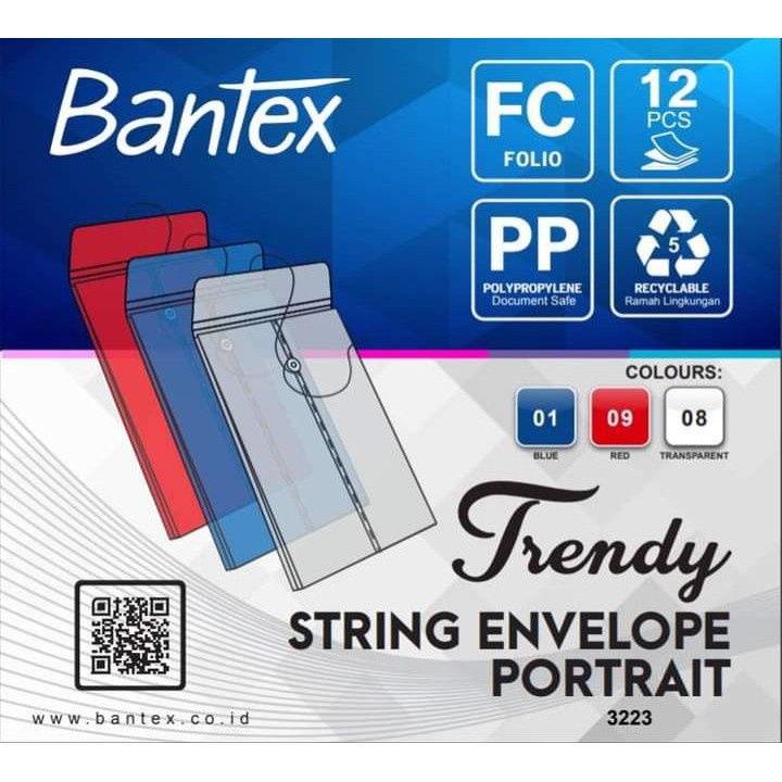 

R2GO - Bantex Trendy String envelope Folio size Portrait #3223 (PCS)