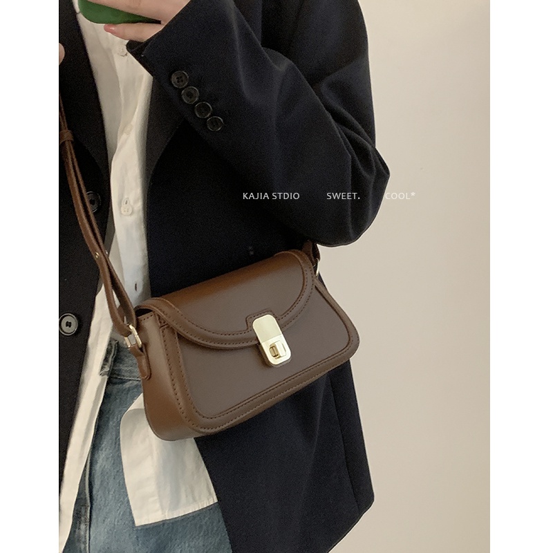 Suhao niche tekstur tas ketiak wanita 2022 baru trendi fashion retro tas pelana all-match in one-shoulder messenger bag