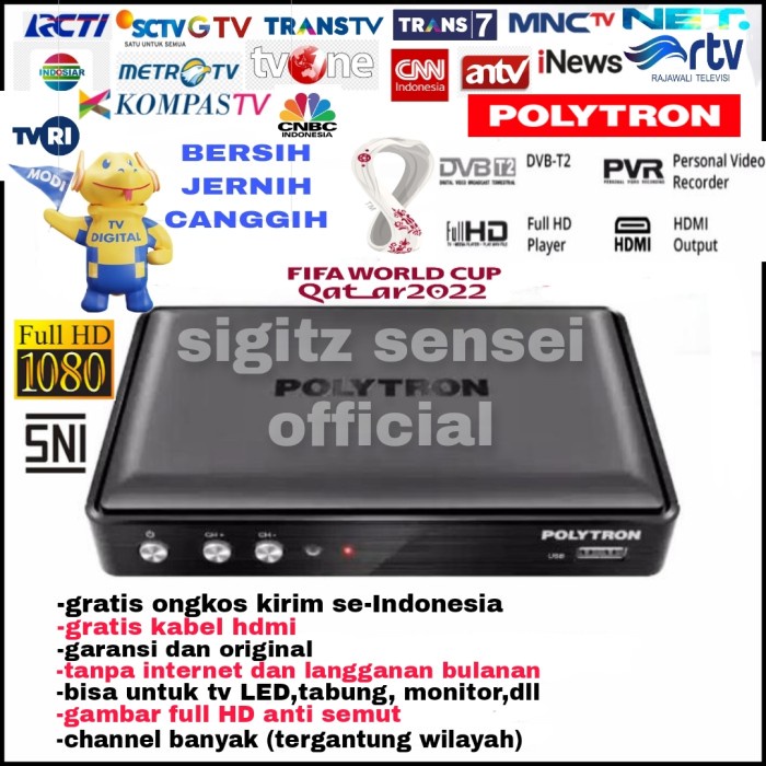 DIGITAL TV SET TOP BOX POLYTRON PDV 600T2 DVB T2 HDMI DVBT2 STB EWS ORIGINAL