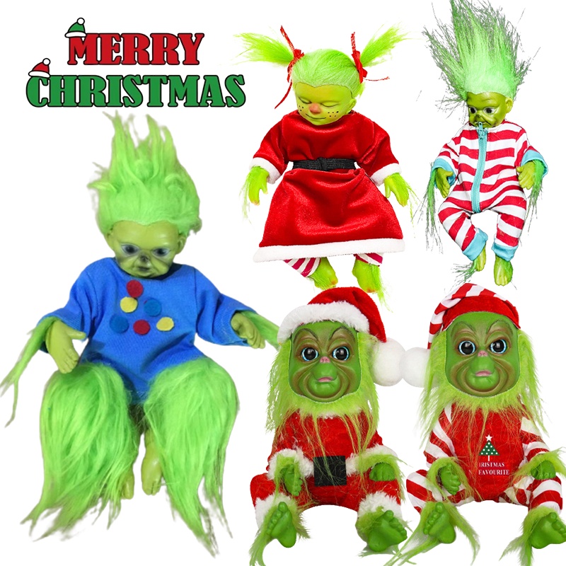 Boneka Grinch Jahitan Tangan Dekorasi Xmas Anak Bayi Kado