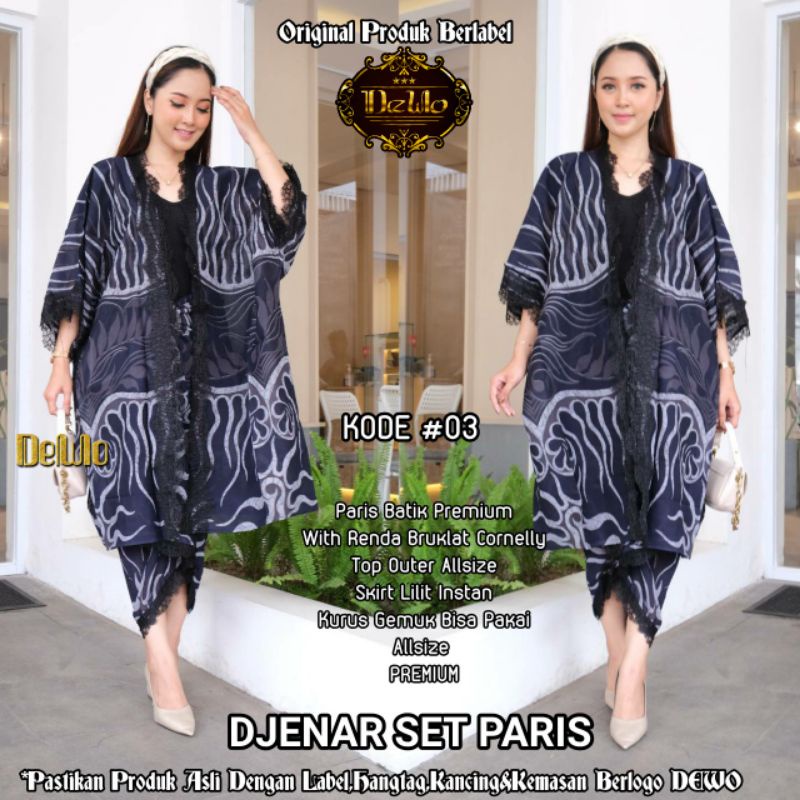 Batik Modern Wanita Kondangan Set Kaftan Outer dan Bawahan Paris Batik Premium Djenar Paris Set