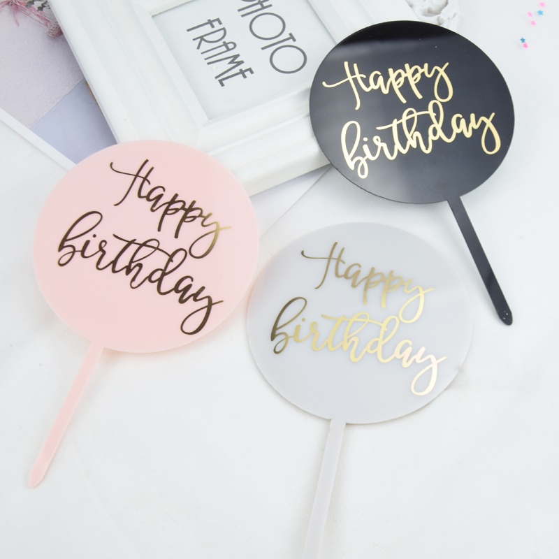 (CLASHOP)Cake Topper Happy Birthday / Tusukan Hiasan Kue Happy Birthday Acrylic-Won