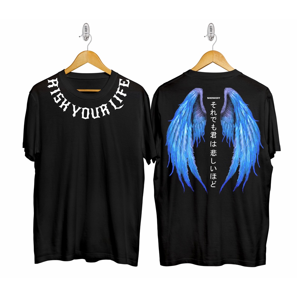 BAJU KASO PRIA DAN WANITA MALAIKAT ANGEL GAMBAR SAYAP MALAIKAT MAUT KATUN COMBED 30S ATASAN PRIA DEW