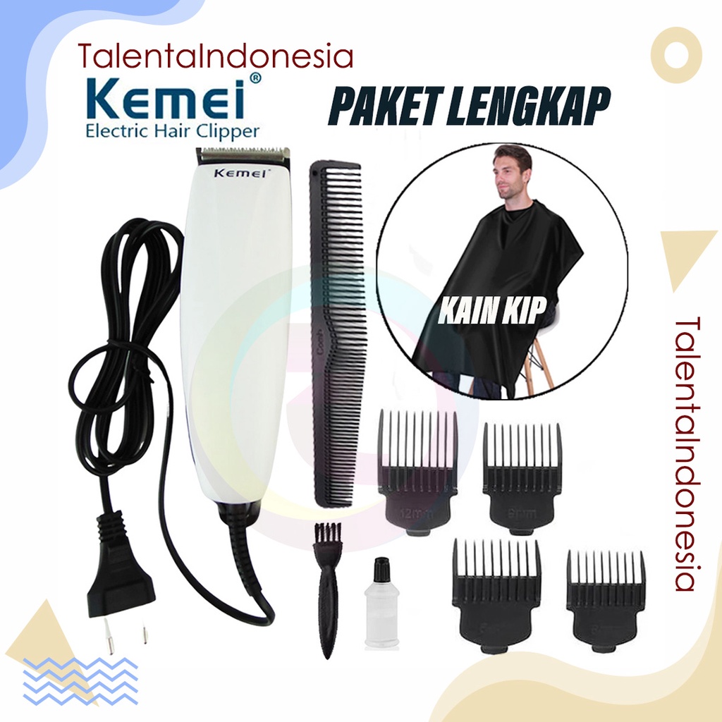 Kemei Alat Cukur Rambut Elektrik Hair Clipper Profesional Cukuran Rambut Paket Terlengkap Kumis Jenggot Bulu Hidung Charger