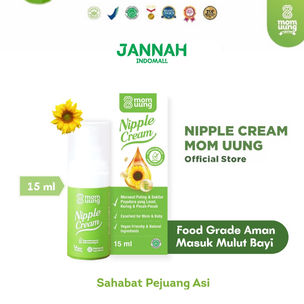 Mom Uung Nipple Cream Natural Ingredients / Krim Puting Lecet / Food Grade - Aman Untuk Bayi