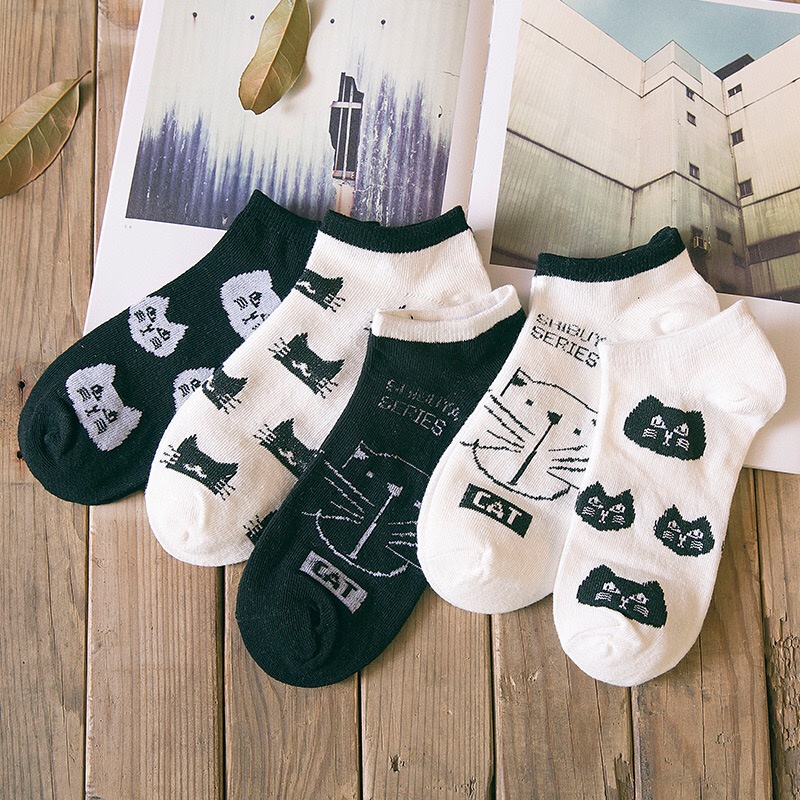 Murah kaus kaki Wanita cotton women fashion Animal Liner Ankle socks (Warna &amp; Model Random) D1226