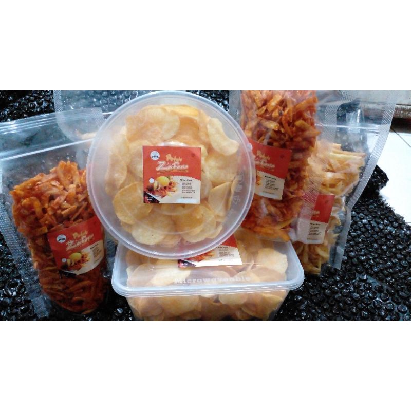 

Kentang Mustofa Non MSG Chips Minor 2pics 100gr (berat bersih)