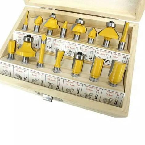 Mata profil Router bit set trimmer 1/4" wood milling cutter set 15pc