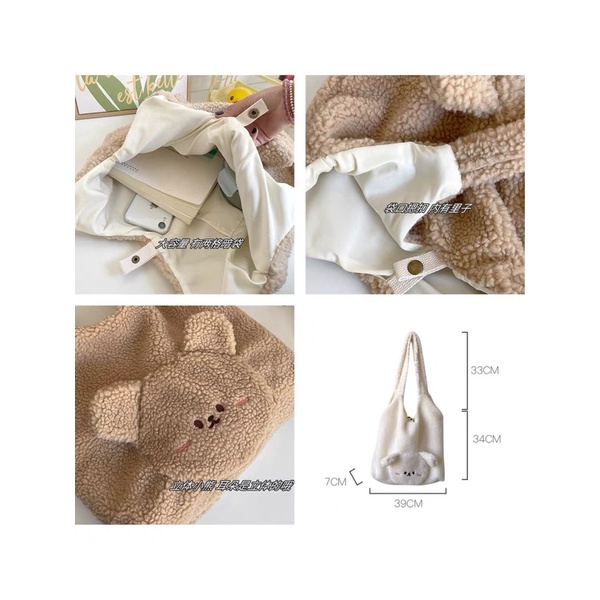 ZUTTO FUR TOTE BAG /  FLUFFY BAG TAS BULU JINJING WANITA / KOREA CUTE WINTER SLING BAG PREMIUM QUALITY