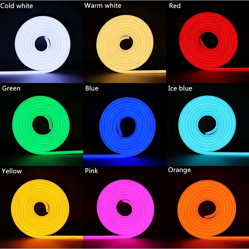 Paket Lampu Neon Flex 220v 6m 7m 8m 9m 10m 10 meter Led Selang Fleksibel 220v Warna Neon Box Outdoor ip65 Huruf DIY 220v strip