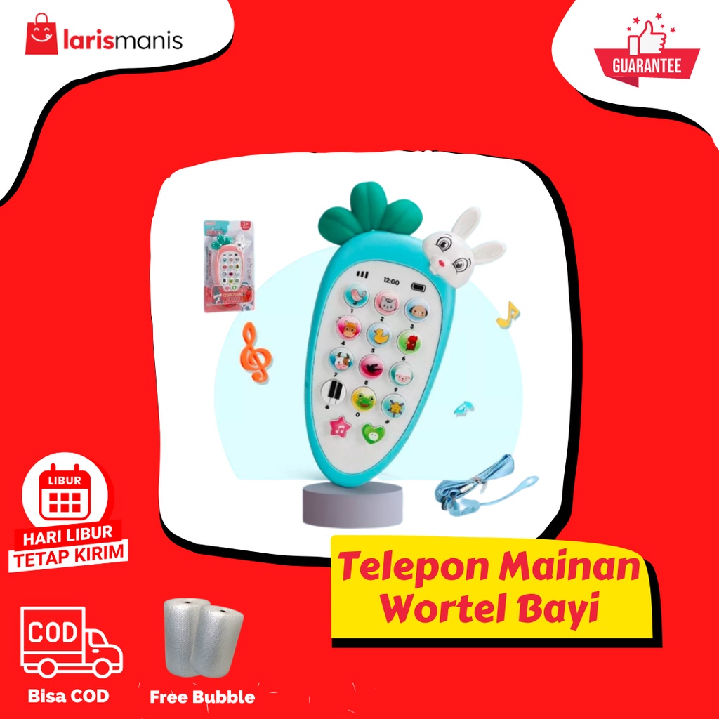 Baby Toy Phone Carrot Telpon Mainan Bayi Wortel Telepon Bayi Baby Children's Music Phone Mainan telpon bunyi Mainan Handphone mainan hp anak bayi edukasi bentuk Wortel Mainan Anak Laki Laki Perempuan Mainan Bayi Viral Mainan Anak Pintar Perkembangan Anak