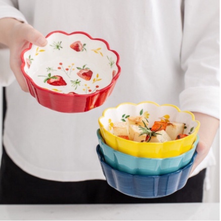 

Unik Flower Ceramic Bowl / Mangkok Keramik Bunga Impor Microwave Safe Limited