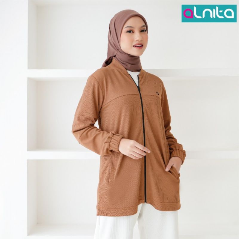 Jaket Wanita Polos Full Resleting Depan Saku Sisi Nibras Tadzio