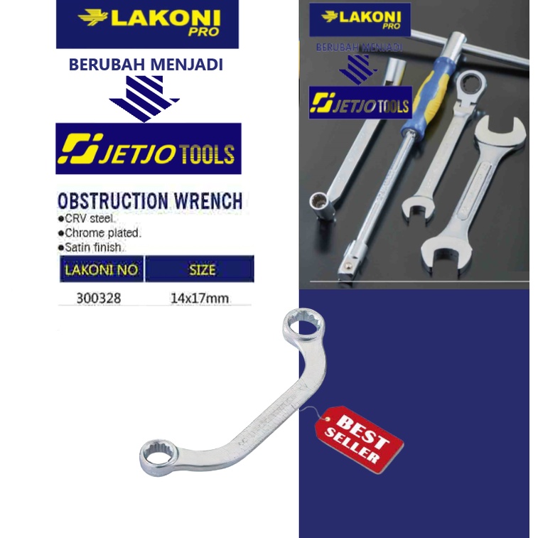 Kunci Ring Bulan / Bengkok / Obstruction Wrench 14x17mm LAKONI PRO 300328