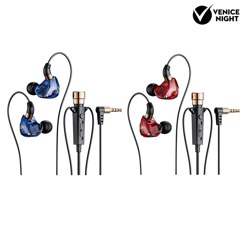 (VNEP) (Berkabel) Earphone Pengurang Kebisingan Universal 3.5mm Plug berbentuk L Headphone Gaming Dinamis dengan Mikrofon untuk Karaoke