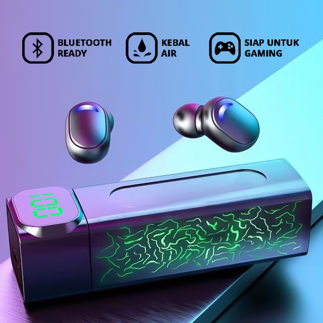 E50 Baru Smart Bigital Bisplay Bluetooth Headset Gaming Earbud Peredam Bising In-ear Headset Bluetooth Nirkabel