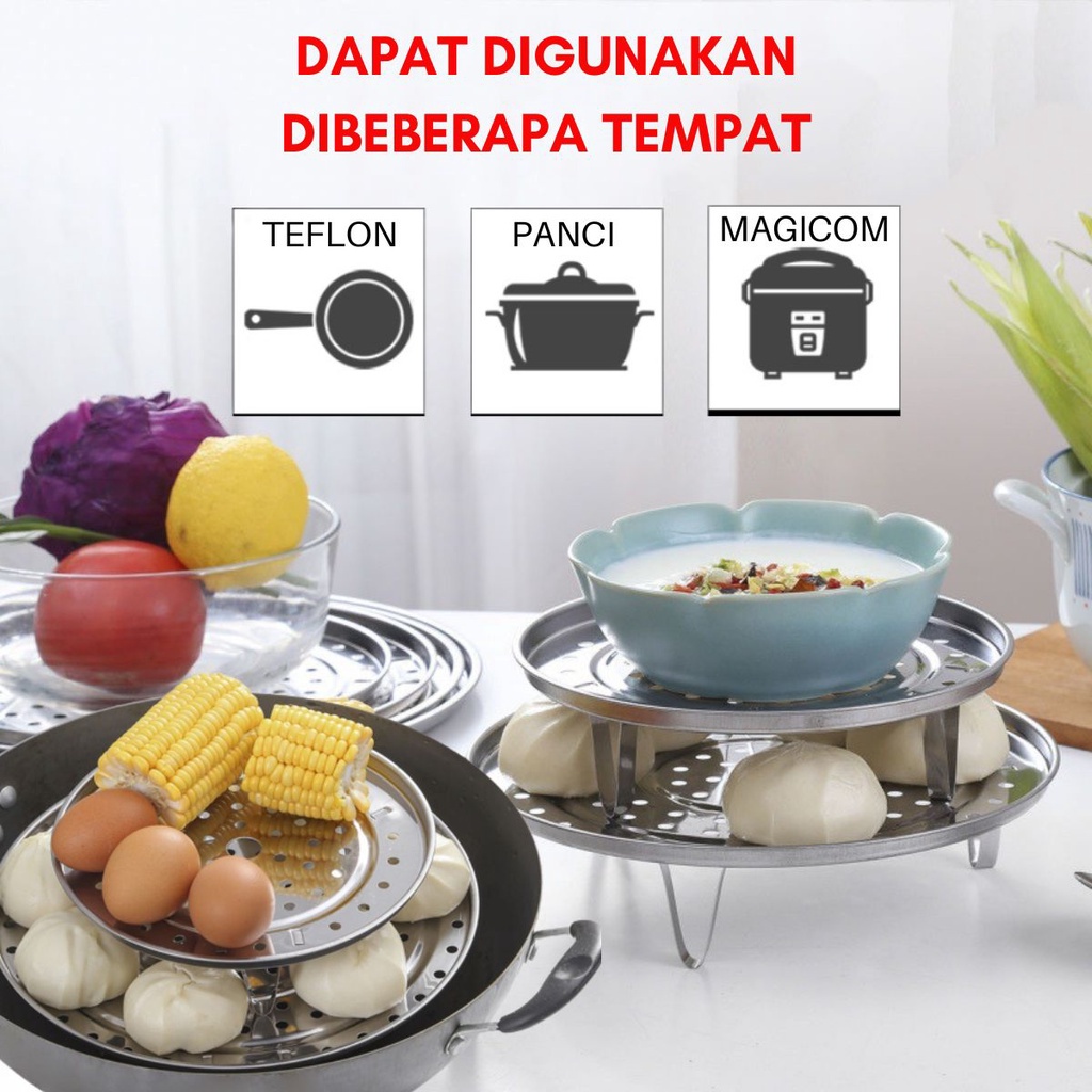 IKILOSHOP Tatakan Kukusan Alas Panci Kukus Steamer Rack Stainless 20cm Lubang