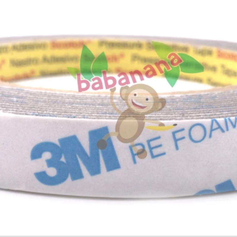 Double Sided Tape Foam 3M 1600TG Abu-abu 4M x 12mm x 1.0mm dobel tip