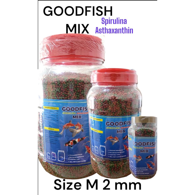 PELET IKAN KOKI KOI GOODFISH MIX SPIRULINA ASTAXANTHIN 300 GRAM 2 MM