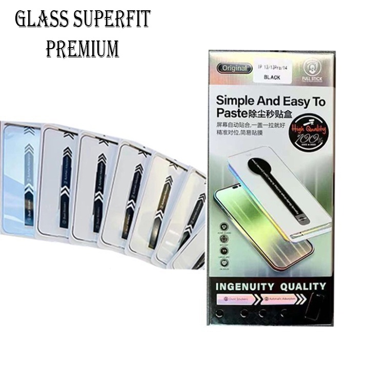 FA Superfit Tempered Glass Dust iPhone x xs xr xsmax 11 11pro 11promax 12 12pro 12promax 13 13pro 13promax 14 14plus 14pro 14promax plus pro max full screen guard