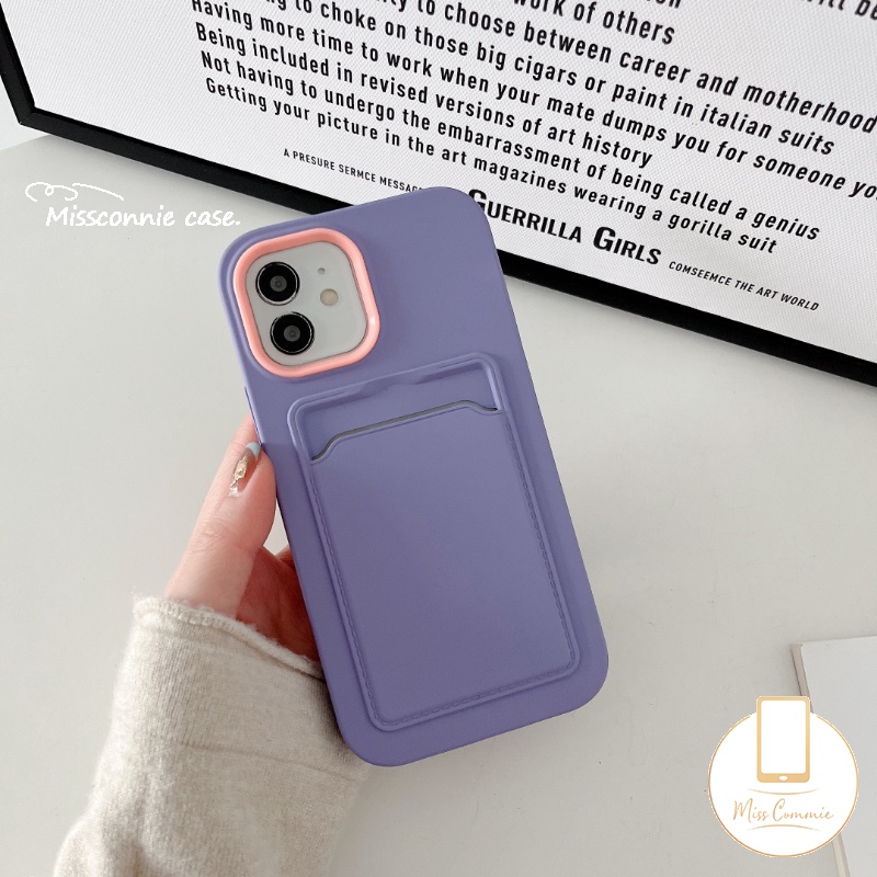 3in1 Soft Case Silikon Warna Permen Macaron Dengan Slot Kartu Untuk iPhone 6 6S 7 8 Plus 11 12 13 14 Pro MAX XR X XS MAX SE 2020