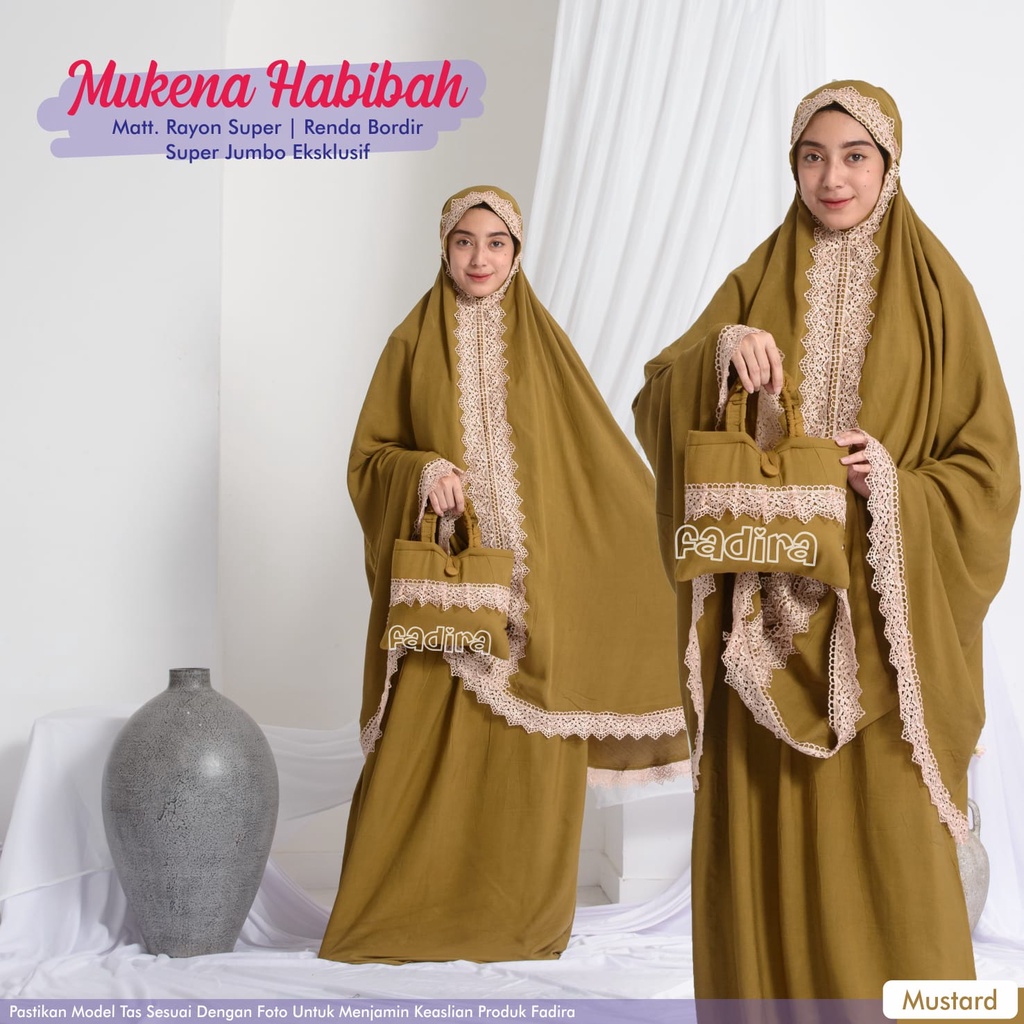 MUKENA RENDA ORI FADIRA - MUKENA HABIBAH - MUKENA DEWASA POLOS