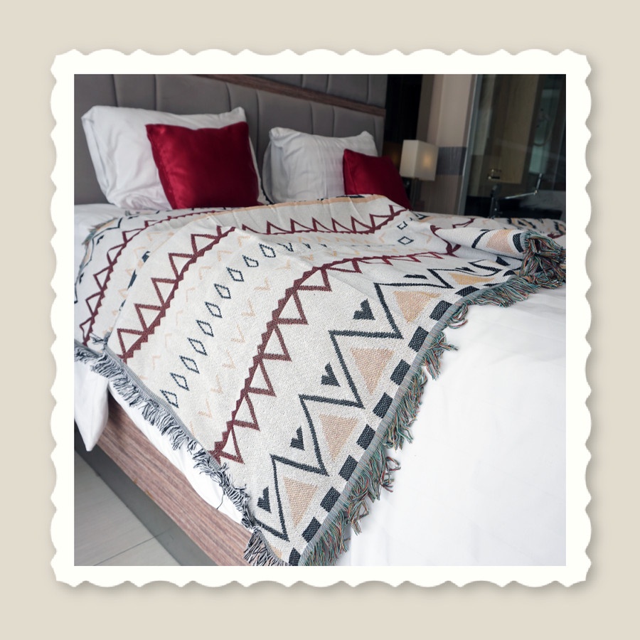 PF- Nordic blanket Geometric 180 x 300 cm / throw blanket / Bedspread