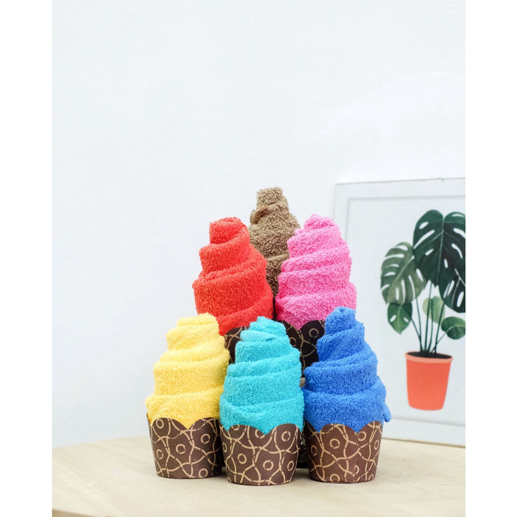 SOUVENIR HANDUK BENTUK ICE CREAM - HAMPERS HANDUK ICE CREAM - SUVENIR LUCU - SUVENIR UNIK / SOUVENIR