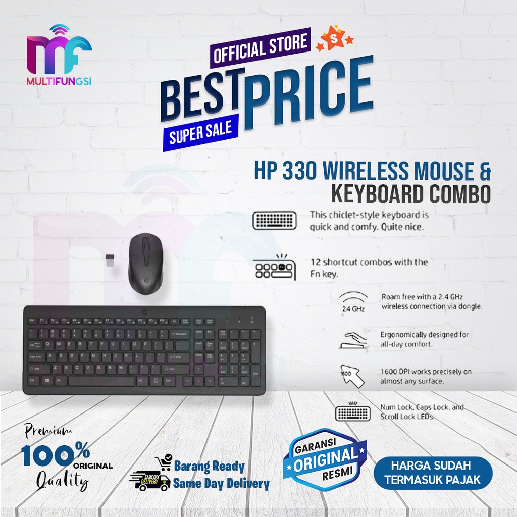 HP 330 Wireless Mouse &amp; Keyboard Combo 2.4 Ghz / HP330 Garansi Resmi