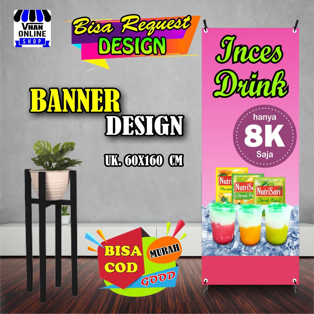 Spanduk Banner Backdrop Minuman Nutrisari, Es Jomblo, Minuman Viral Keren, Murah