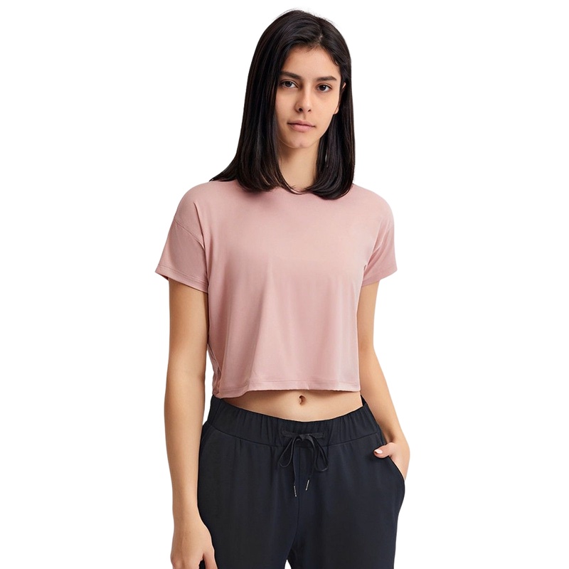 Bergaransi Baju Kaos Crop Top Wanita Reguler Bahan Katun Tebal