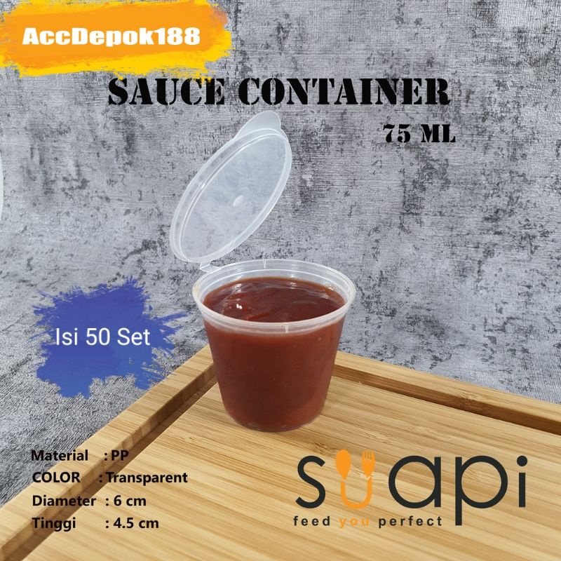 Sauce Container 75 ml SUAPI /Cup Sambal/Cup Saos/Tempat Saos Plastik Isi 50 Pcs