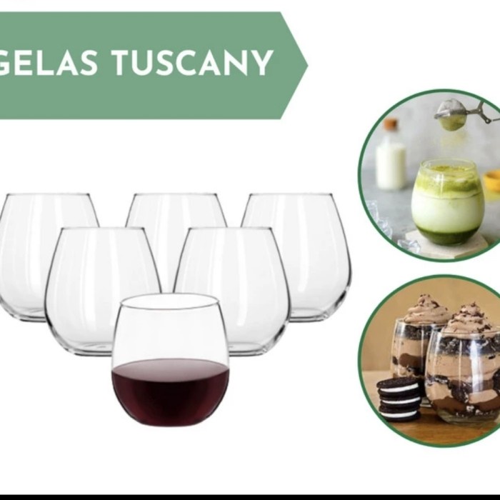 6pc Gelas Kaca TUSCANY Wine/Jus/Anggur Bulat Mewah Bubble Glass Luxury